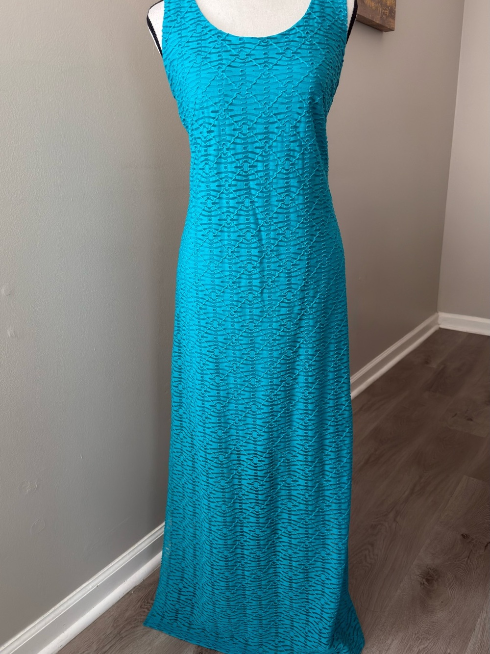 Apt. 9 Aqua Textured Maxi Dress Size L NWT Side Slits